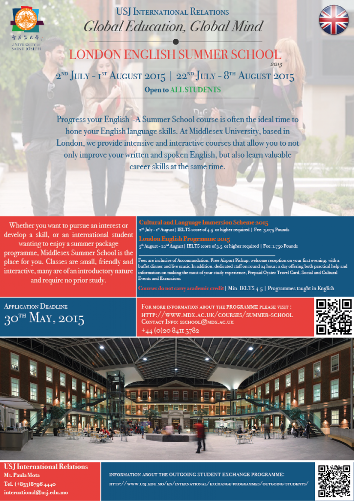 Overseas Summer Programme Opportunities Middlesex University London