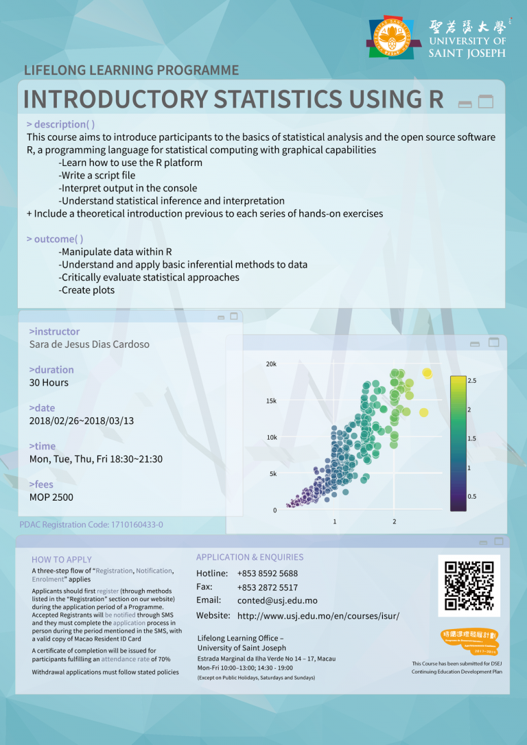Introductory Statistics using R R語言統計學入門課程 – USJ Macao